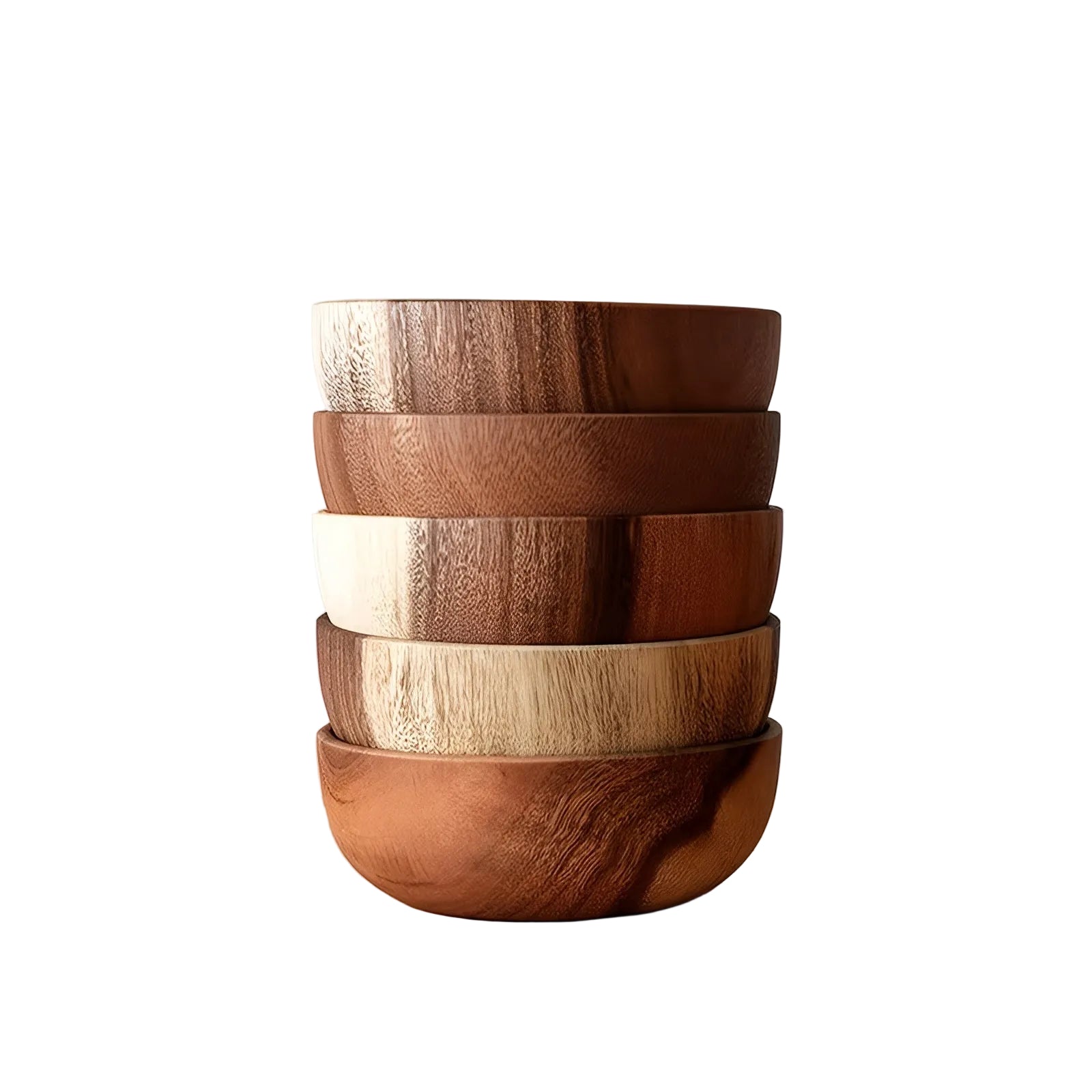 Holz-Servierschalen Set (4-teilig) – Wiederverwendbar und Handgefertigt | Perfekt für Salat Suppe Reis & Ramen - Lange