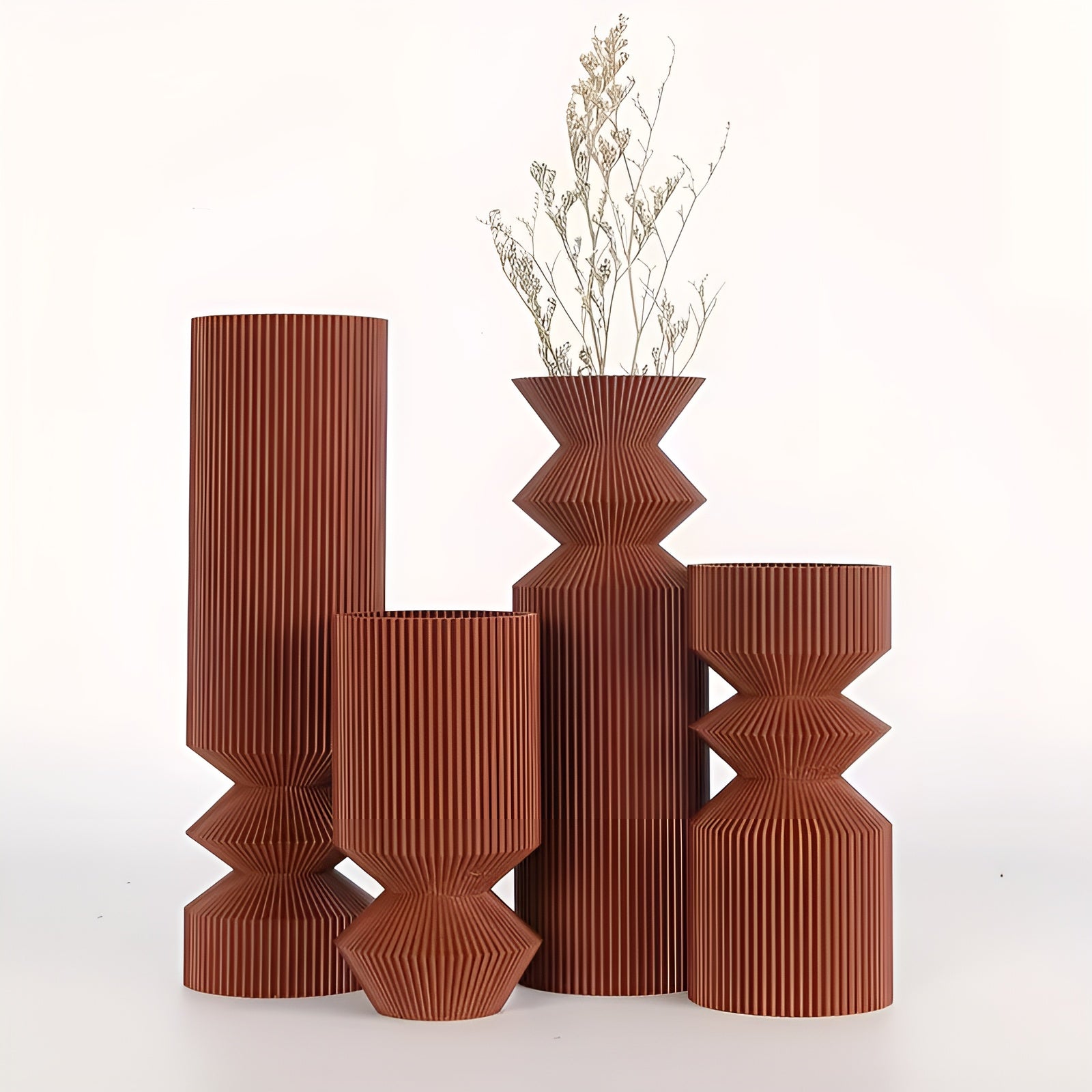 Art-Déco Vasen-Set (4-teilig) – Minimalistisch & Elegant | Perfekt für Trockenblumen und stilvolle Wohnraumdekoration