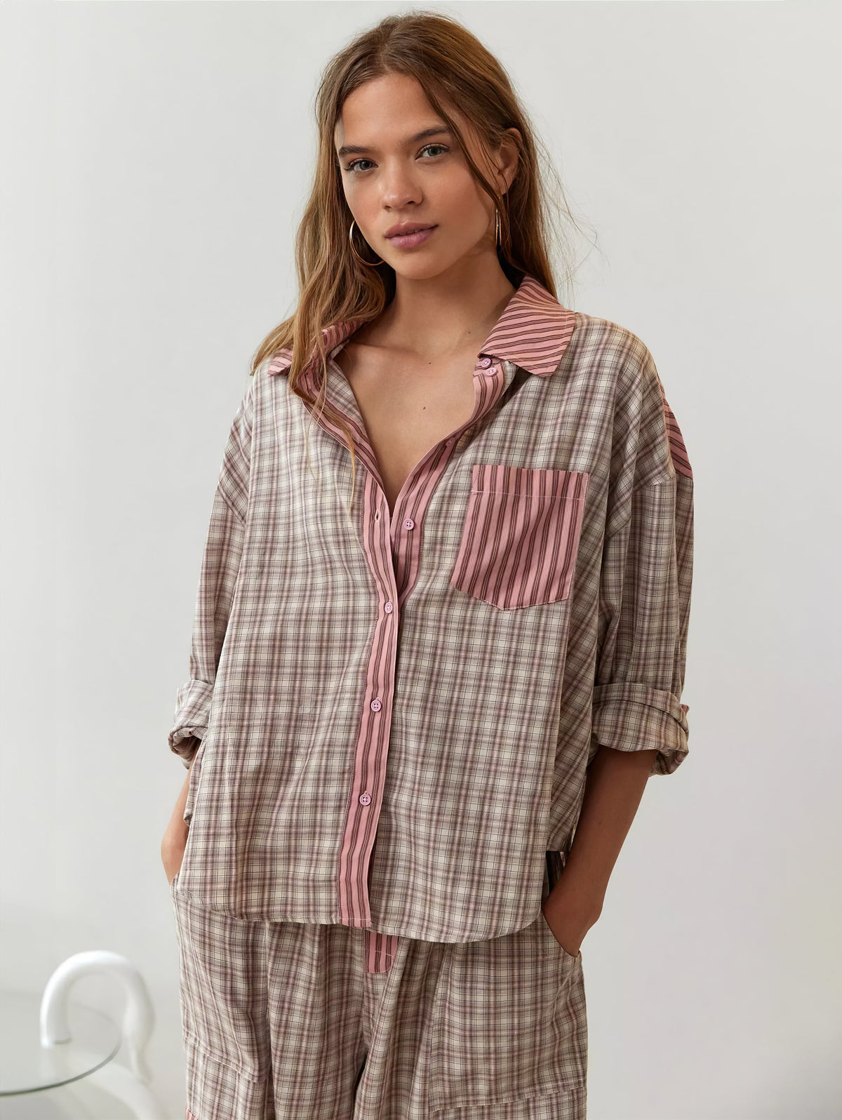 Damen Schlafanzug mit langen Ärmeln und Hose – Zweiteiliges Pyjama-Set - Schlafanzug