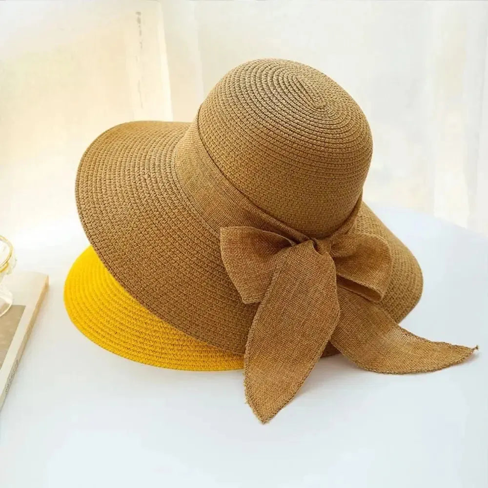 Damen Sonnenhut mit Schleife – Modischer Strohhut für Strand und Sommer - Damenhut