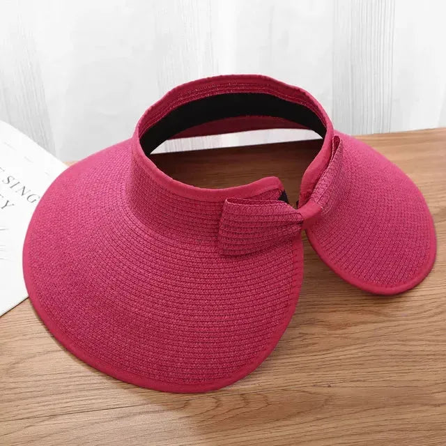 Damen-Sonnenhut mit UV-Schutz – Faltbar und Leicht für den Sommer - Rosa rot - Damenhut