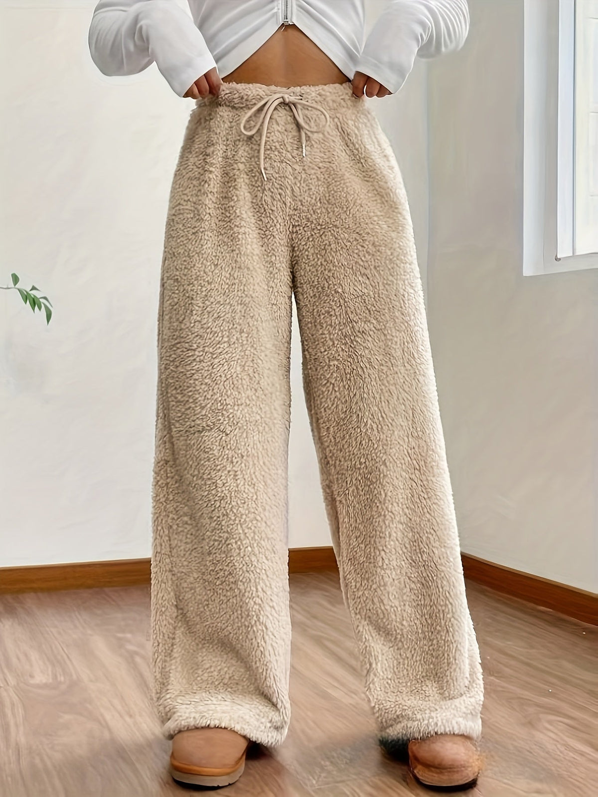 Damen Teddy Sherpa Hose – Weich Warm und Bequem - Damen Loungehose