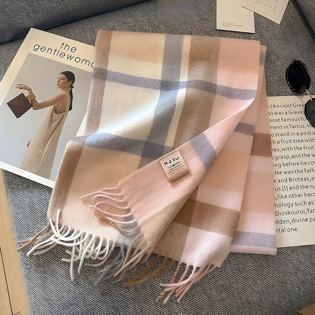 Damen-Winterschal mit Karomuster – weich warm und zeitlos - T / 32x188cm - Schals und Tücher
