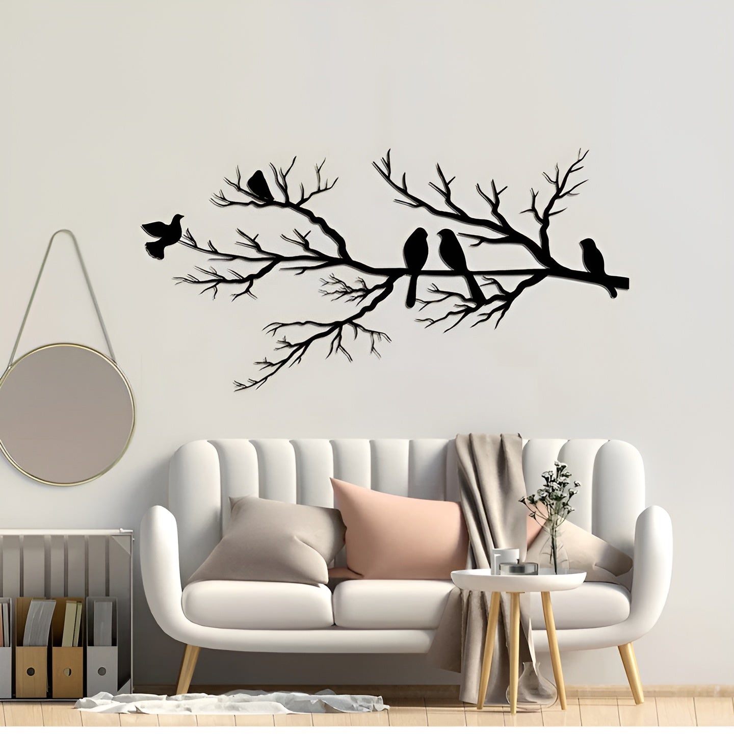 Metall-Wanddeko mit Vögeln auf Ast – Modernes & Klassisches Design für Zuhause