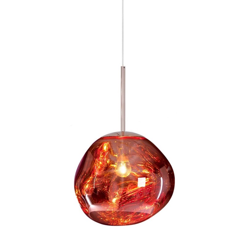 Design Pendelleuchte mit organischer Kugelform – stimmungsvolles Lichtobjekt - Ø 15 cm / Rot - Pendelleuchten