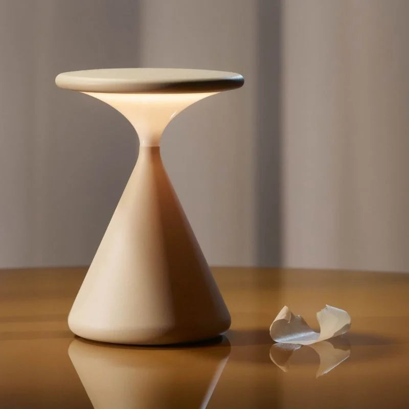 Dimmbare kabellose LED-Tischlampe im Sanduhr-Design - Beige - Tischlampe