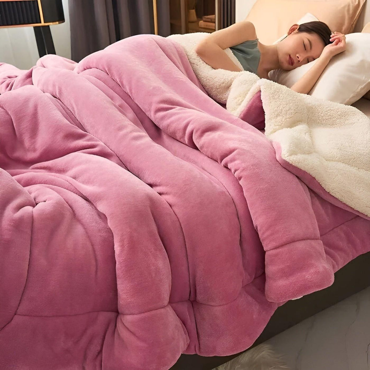 DoubleComfort Blanket - Cozy Warm Double Layer Fleece Throw Blanket - Magenta / 100 X 120cm - Saisonale Dekoration