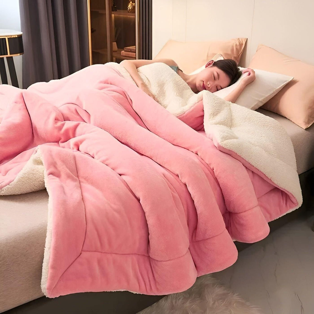 DoubleComfort Blanket - Cozy Warm Double Layer Fleece Throw Blanket - Rosa / 100 X 120cm - Saisonale Dekoration