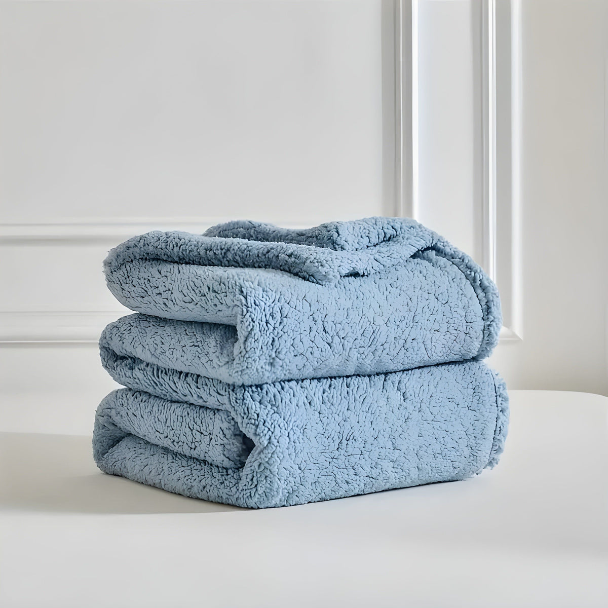 DoubleCozy Blanket - Lässige doppelseitige Sherpa-Fleecedecke - Blau / 100 x 150cm - Saisonale Dekoration