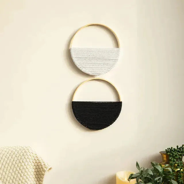Dreamy Déco - Makramee Traumfänger Boho-Wanddekor - Weiß-schwarz - Wanddekoration