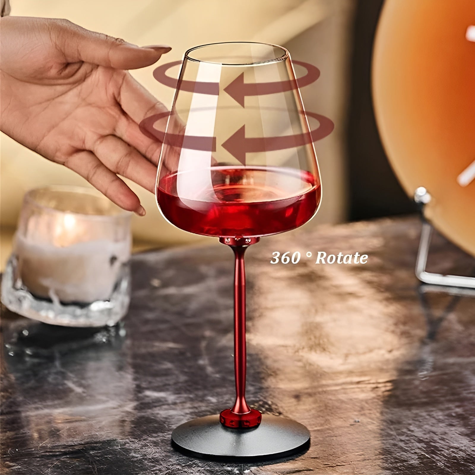 Drehbares Kristallglas – Stilvolles Trinkglas für Wein Whiskey & Cocktails | Perfekt für Partys & Hausbar - Spinnendes