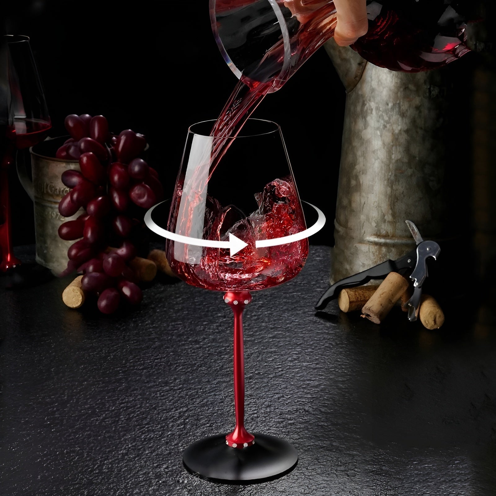 Drehbares Kristallglas – Stilvolles Trinkglas für Wein Whiskey & Cocktails | Perfekt für Partys & Hausbar - Spinnendes