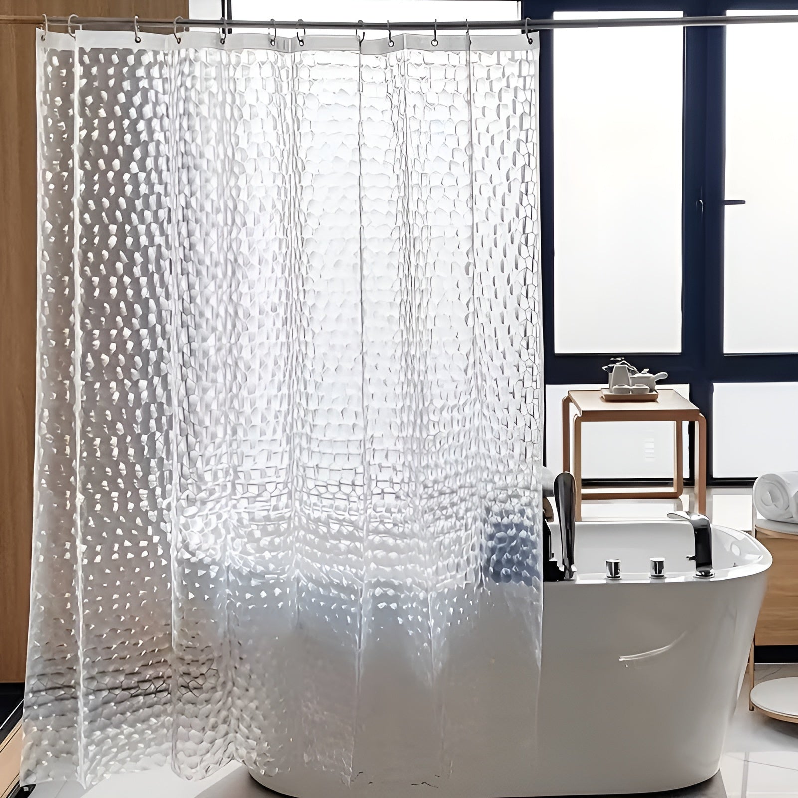 Duschvorhang mit Würfelmuster – Halbtransparent und Pflegeleicht | Moderne Badezimmerdekoration - 80x80cm(31.5*71in)