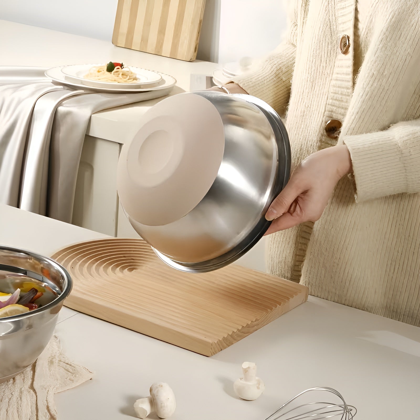 15-teiliges Edelstahl-Rührschüsselset – Rutschfeste Silikonbasis | Ideal zum Mischen Backen und Kochen - Rührschüssel