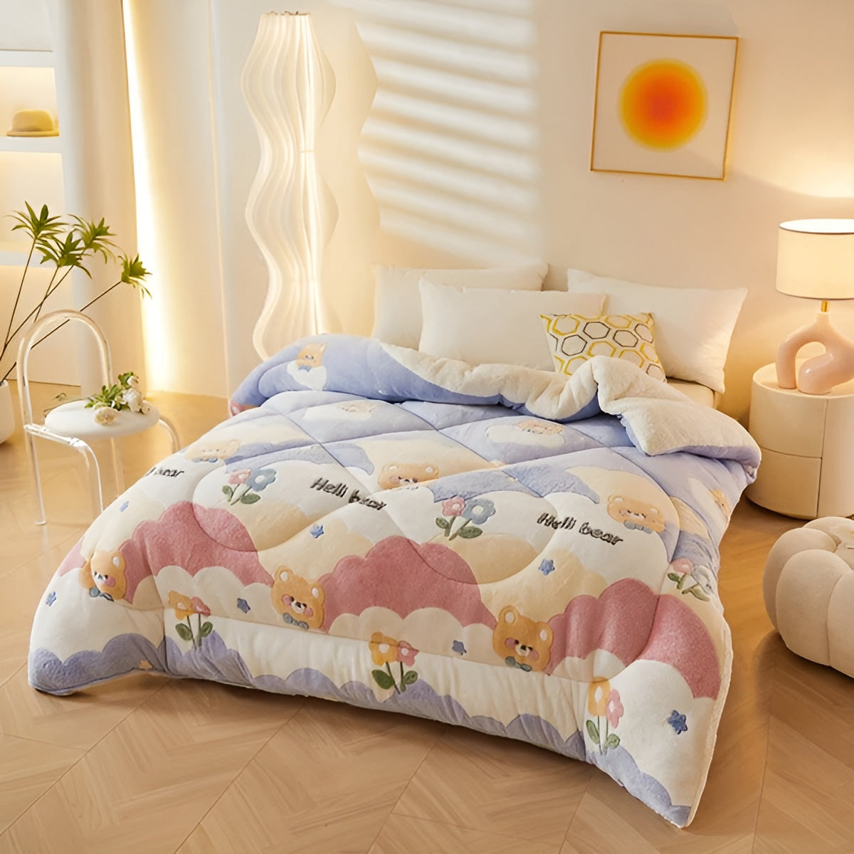 Flanell-Bettdecke mit Blumenmuster – Weich und Gemütlich | Perfekt für das Schlafzimmer