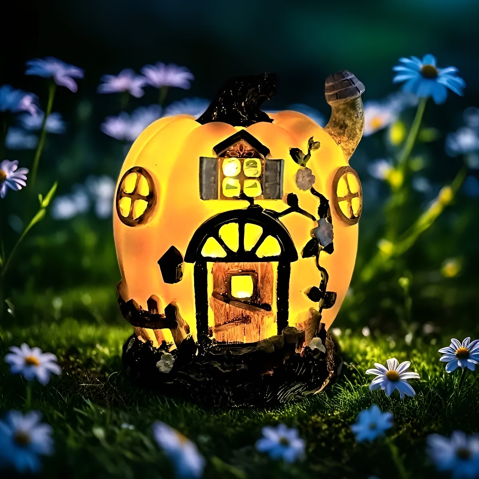 Solar Kürbishaus – Leuchtende Garten-Deko mit LED | Perfekt für Halloween, Balkon & Terrasse