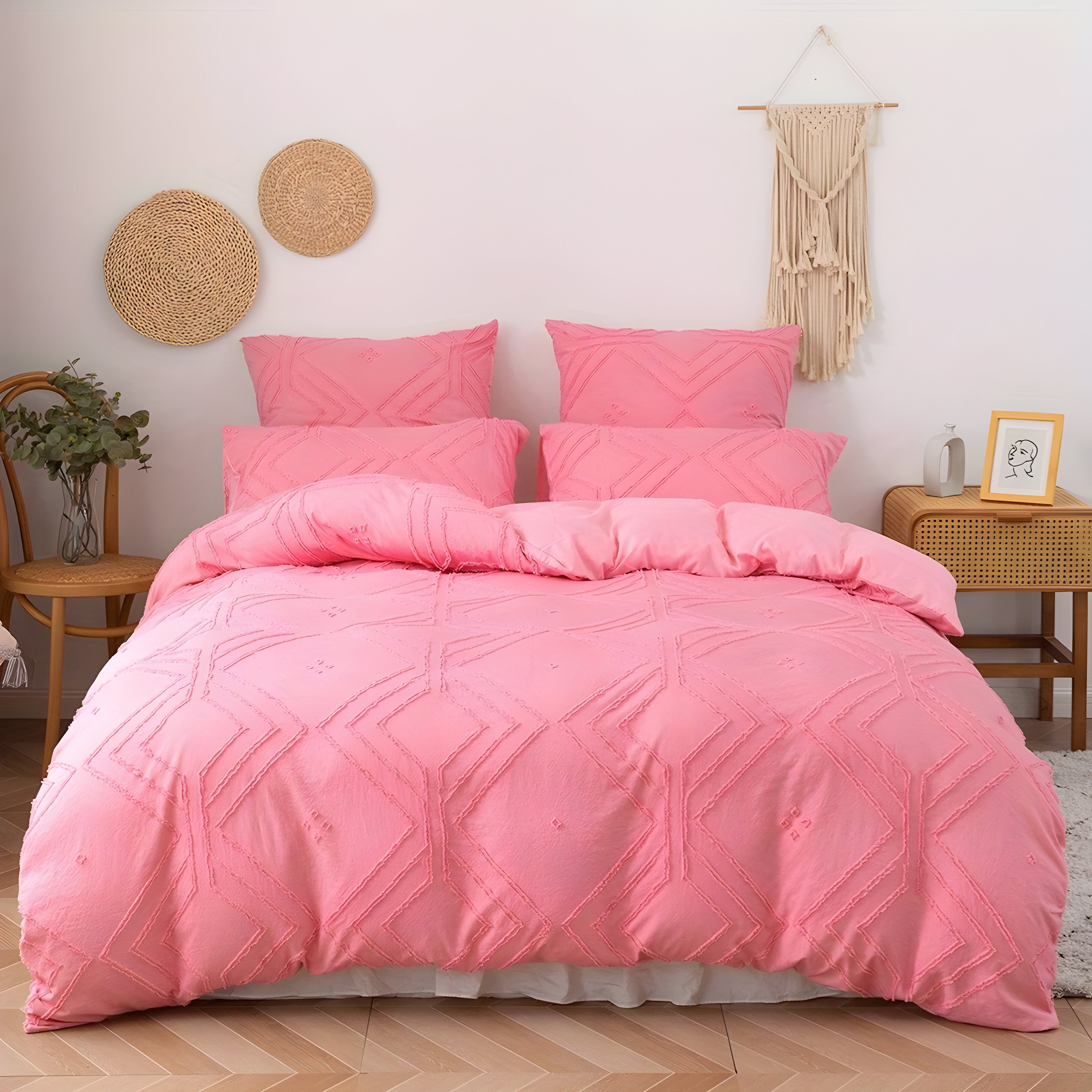 GridLuxe Duvet Set - Ganzjährig Getuftete Gitterbettwäsche
