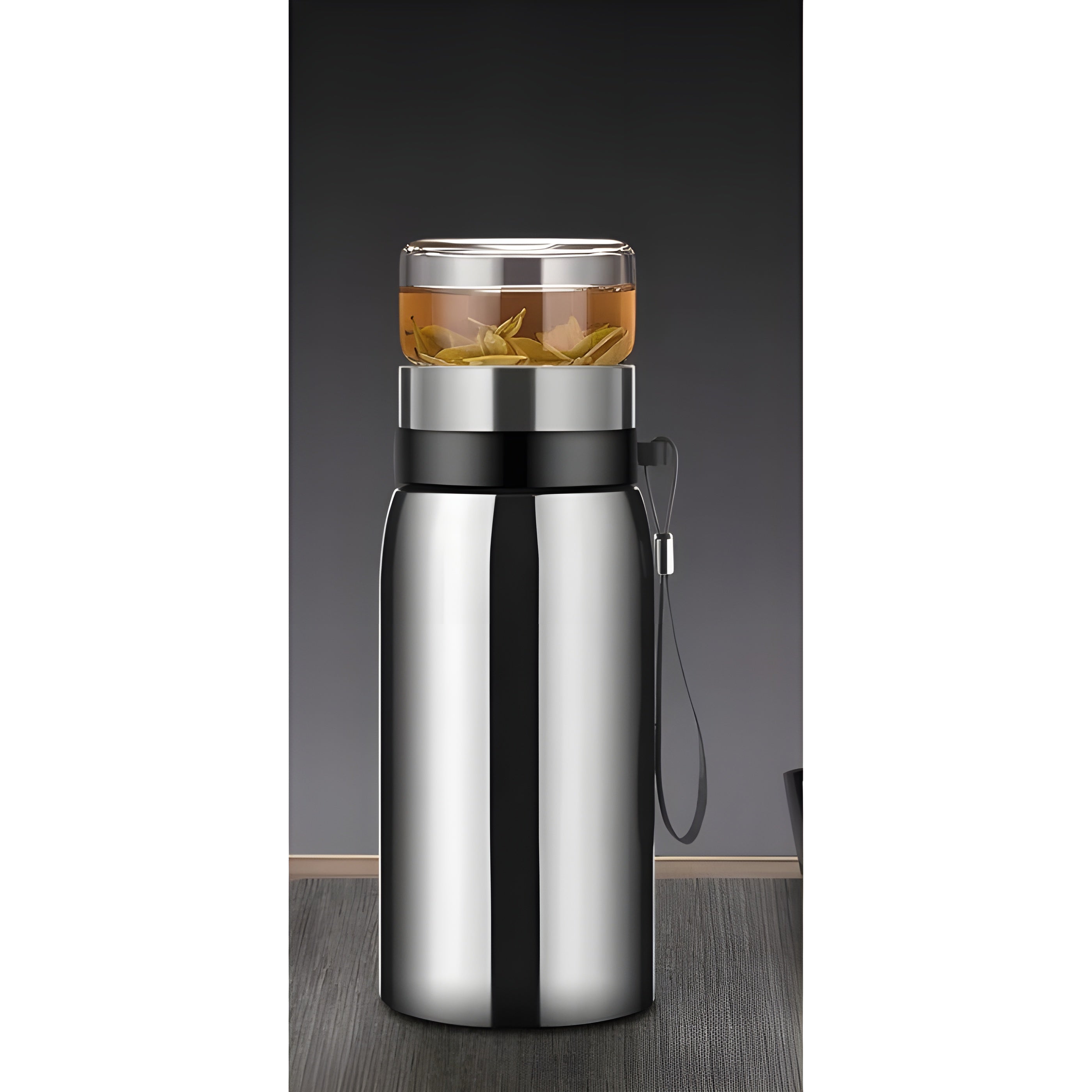 Edelstahl Thermobecher mit Teesieb – Isoliert und Praktisch | Perfekt für Tee unterwegs - 750ml / Silberner Tee-Ei
