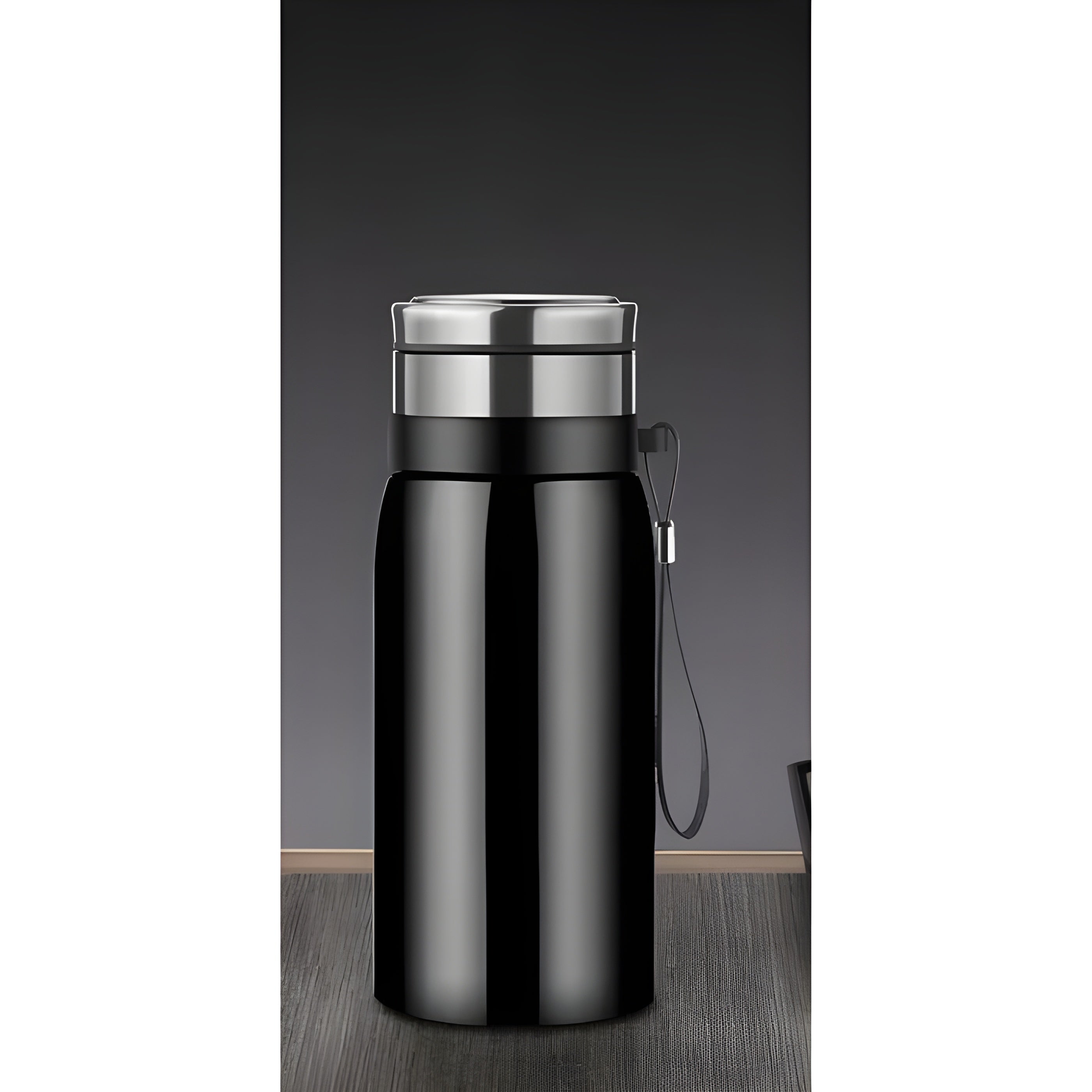 Edelstahl Thermobecher mit Teesieb – Isoliert und Praktisch | Perfekt für Tee unterwegs - 750ml / Schwarz - Wohnen