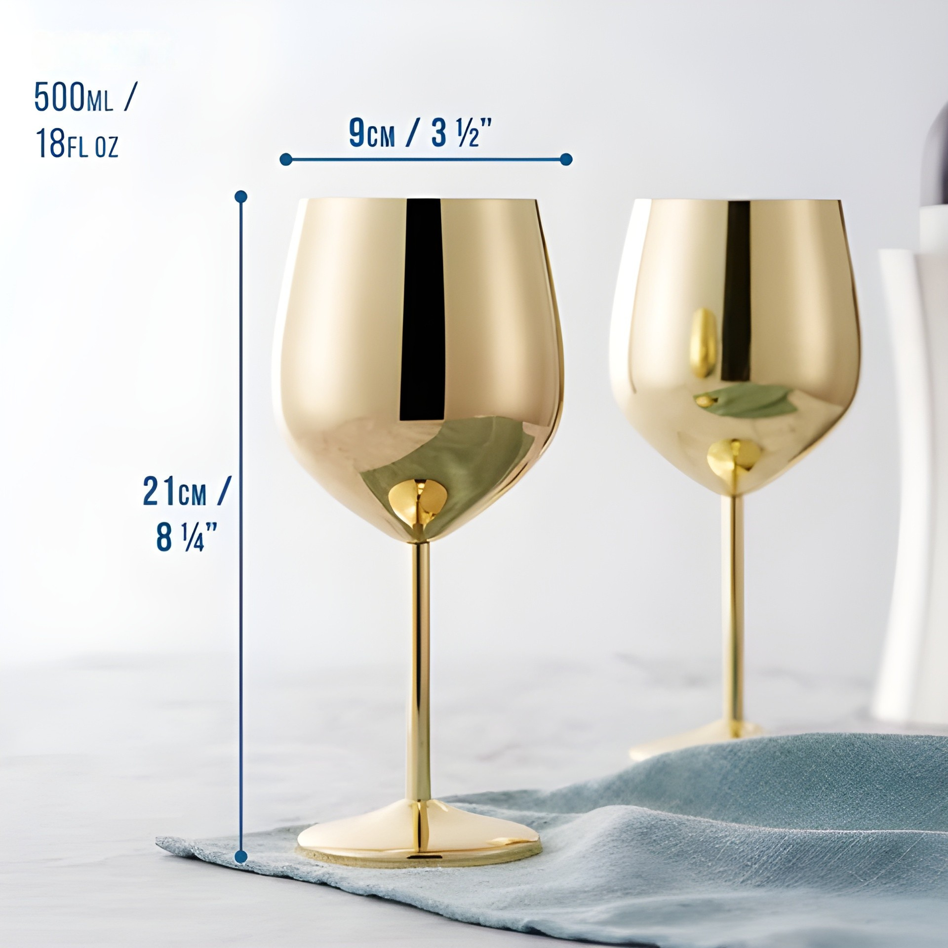 Edelstahl Weingläser in Goldoptik – Elegante Trinkgläser für Wein & besondere Anlässe - 2er-Pack - Weinglas