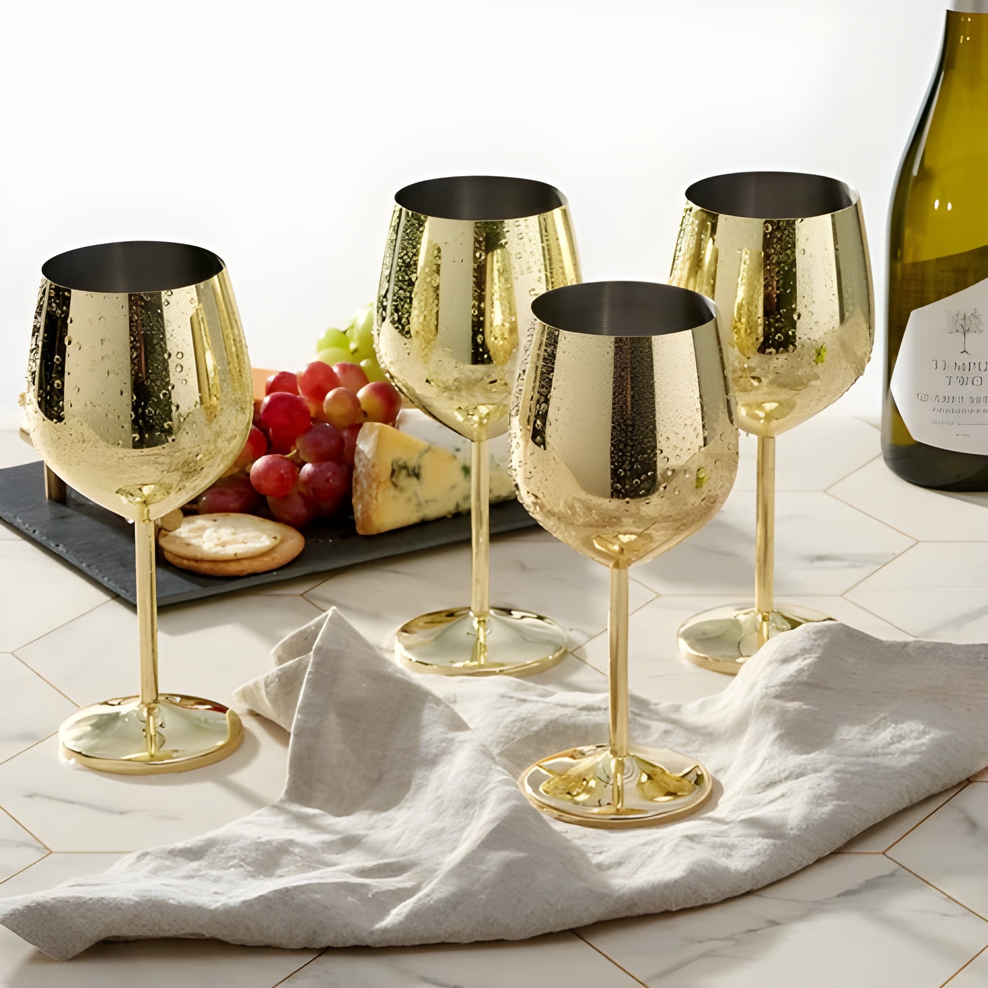 Edelstahl Weingläser in Goldoptik – Elegante Trinkgläser für Wein & besondere Anlässe - 2er-Pack - Weinglas