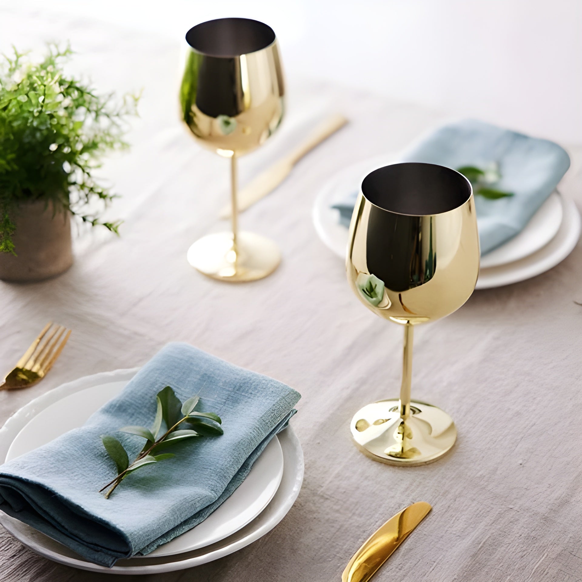 Edelstahl Weingläser in Goldoptik – Elegante Trinkgläser für Wein & besondere Anlässe - 2er-Pack - Weinglas
