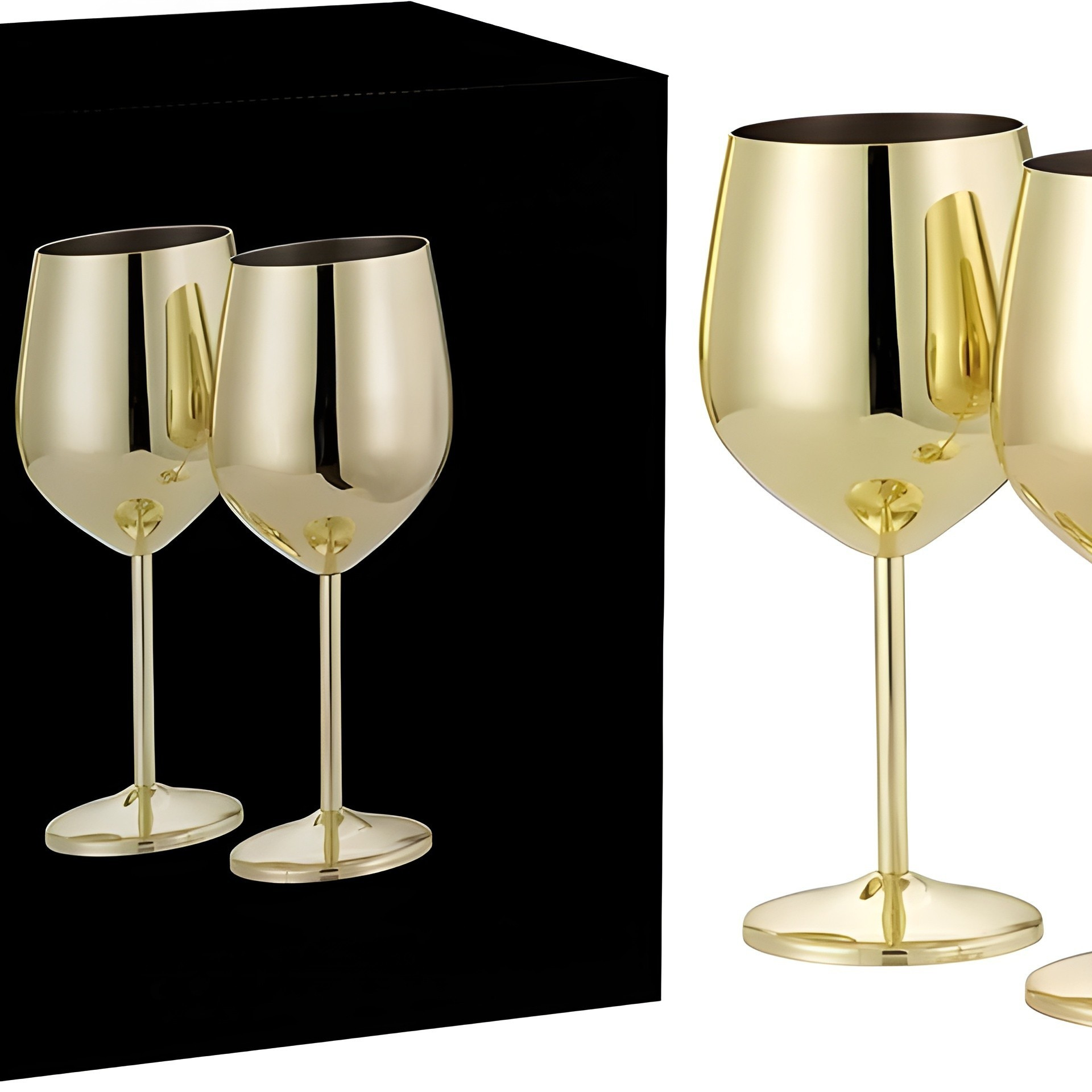 Edelstahl Weingläser in Goldoptik – Elegante Trinkgläser für Wein & besondere Anlässe - 2er-Pack - Weinglas