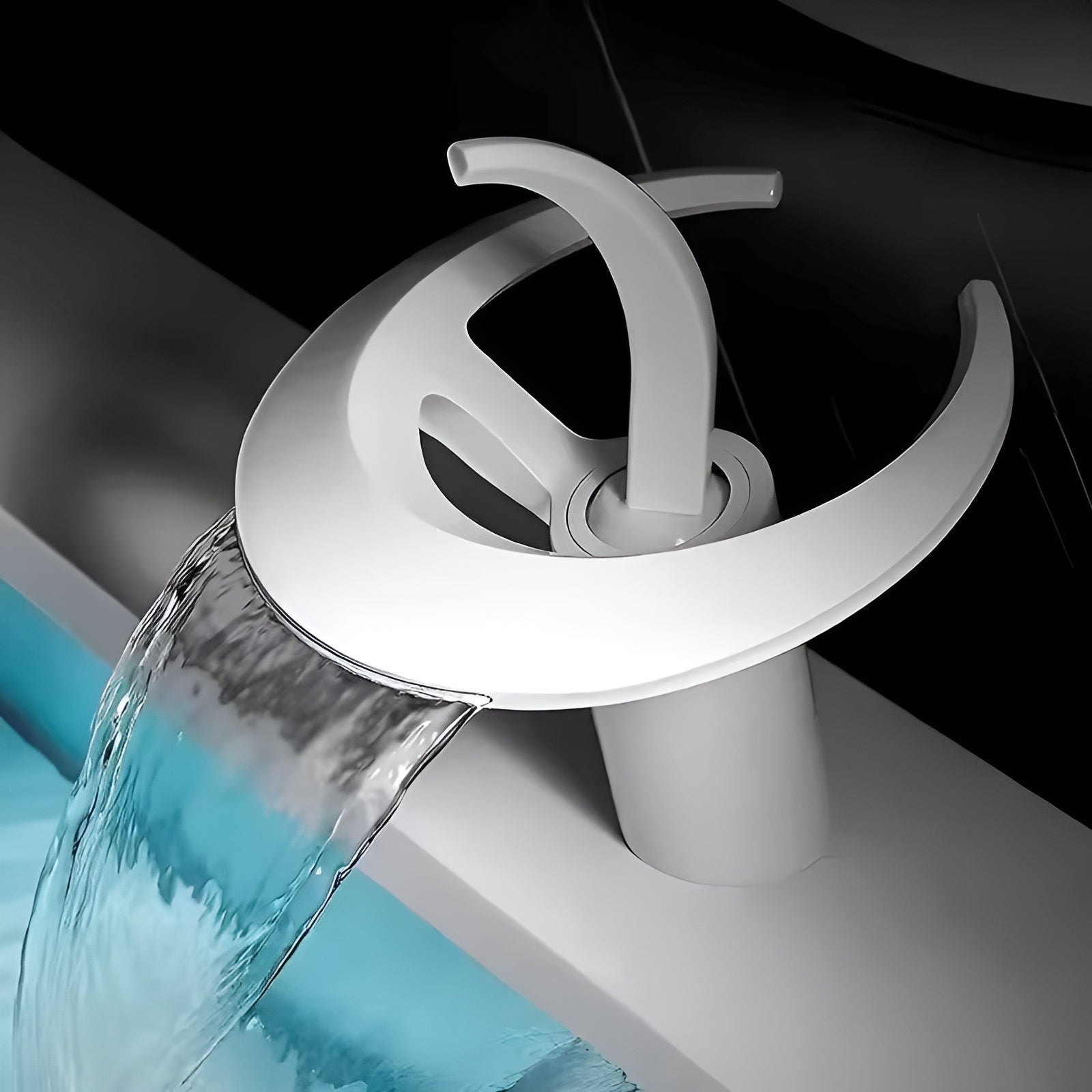 Einhebel-Wasserhahn mit Wasserfallauslauf – Wasserfall-Design | Robuste Messingkonstruktion - Waschtischarmaturen