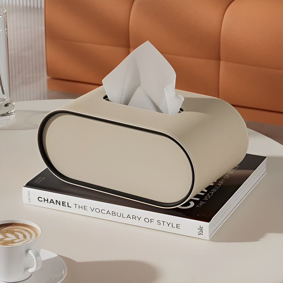 Elegante Leder-Taschentuchbox – Stilvolle Aufbewahrung mit zeitlosem Design - Beige - Taschentuchbox