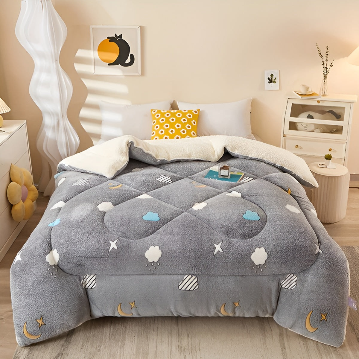 Flanell-Bettdecke mit Blumenmuster – Weich und Gemütlich | Perfekt für das Schlafzimmer