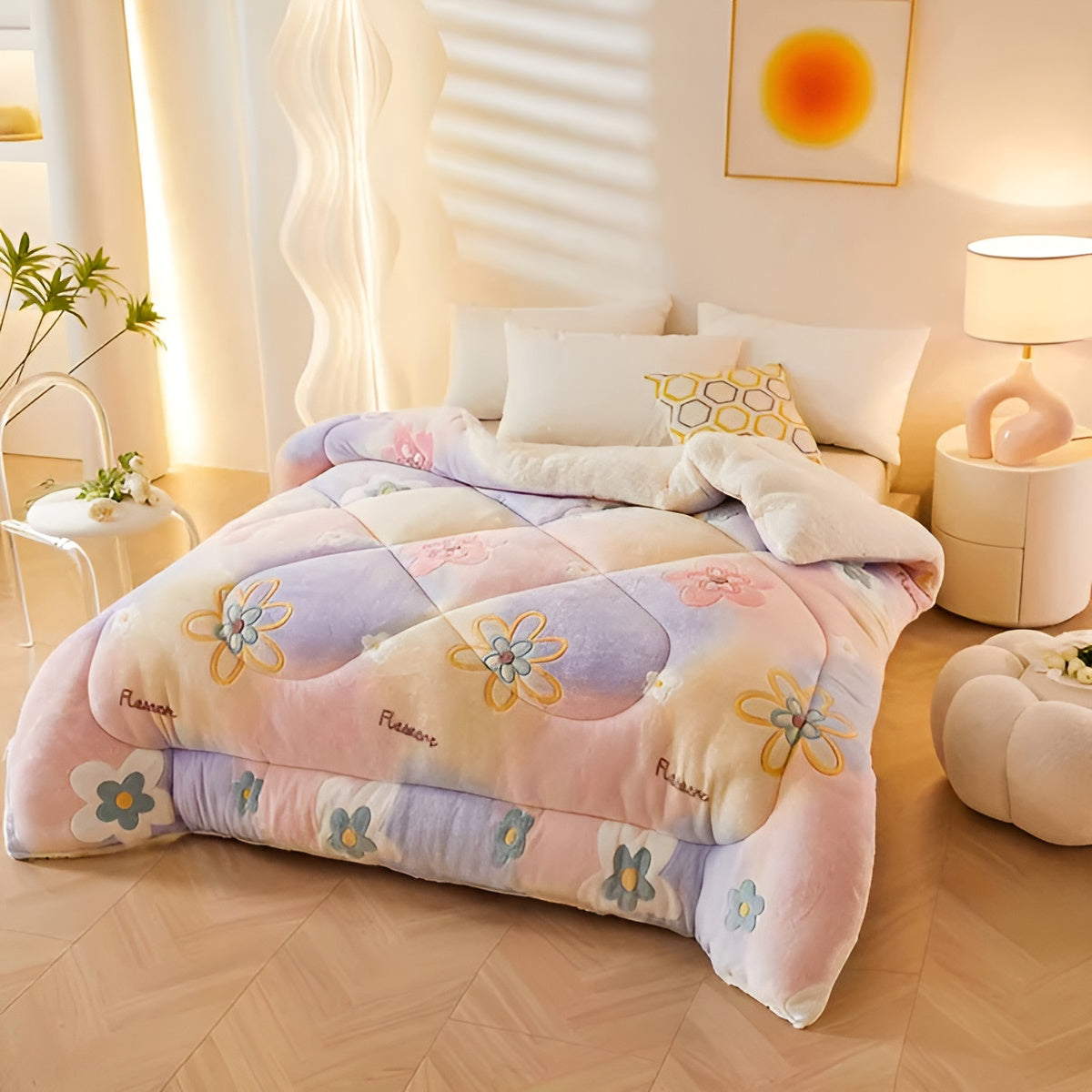Flanell-Bettdecke mit Blumenmuster – Weich und Gemütlich | Perfekt für das Schlafzimmer
