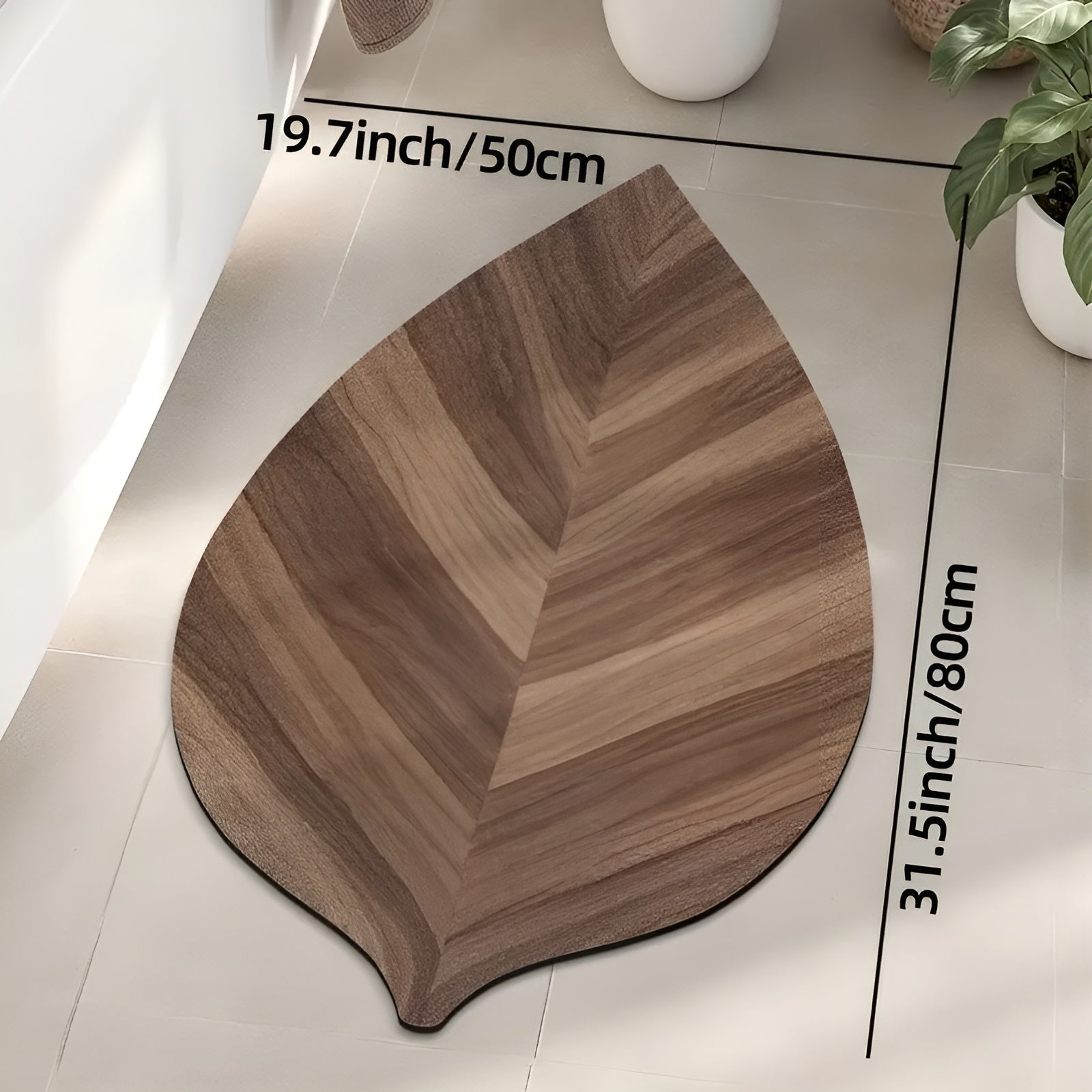 Badezimmerteppich in Blattform – Wasserabsorbierend & Rutschfest | Schnelltrocknende Badematte für Dusche, Badewanne & Waschbecken