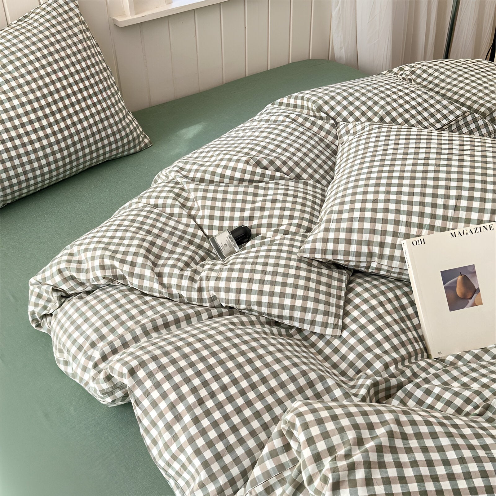 LunaVeil Bettwaren - Baumwolle Ginghan Stil Bettdecke Set