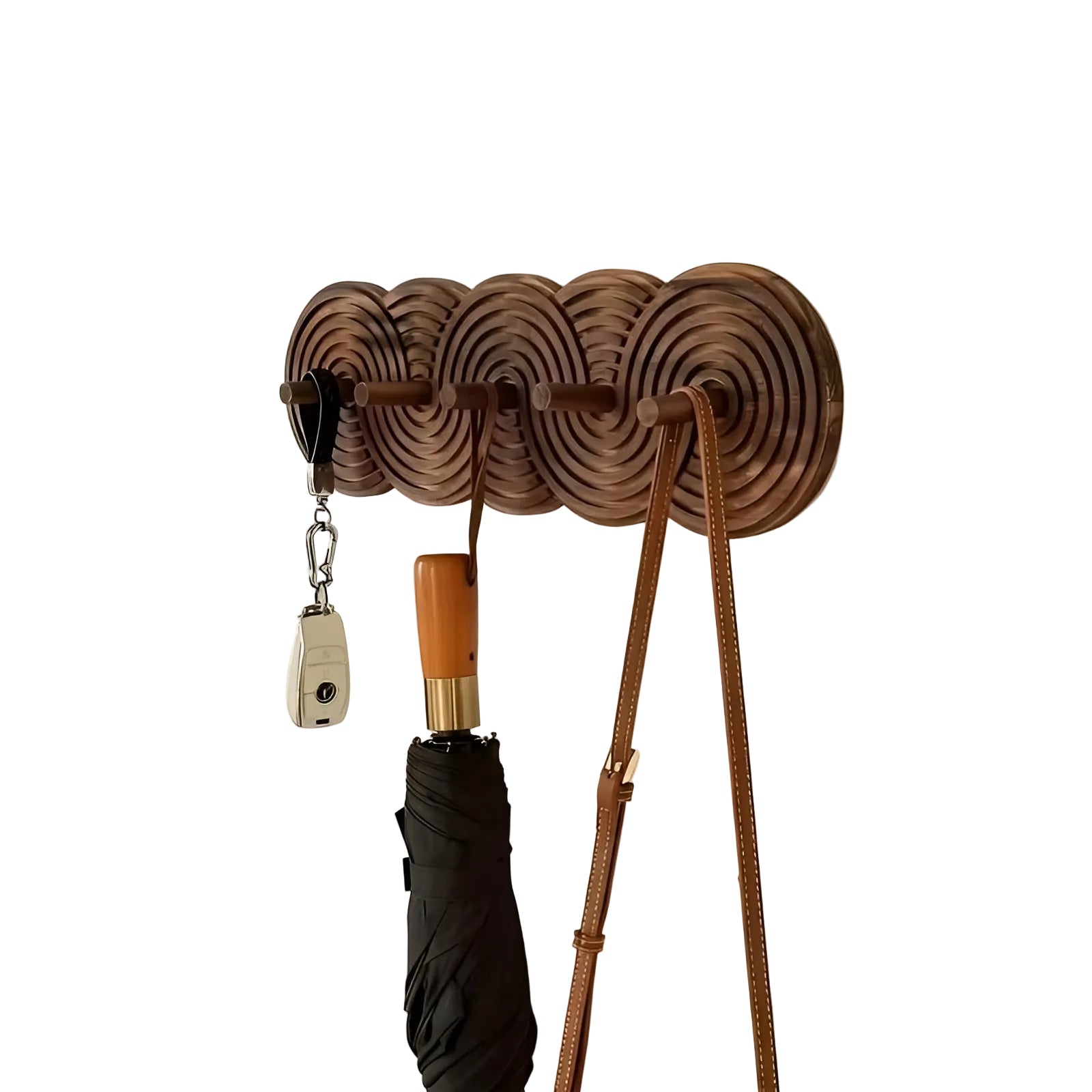 Vegghengt Krok i Tre – Enkel Montering uten Boring | Dekorativ Bohemsk Oppbevaring