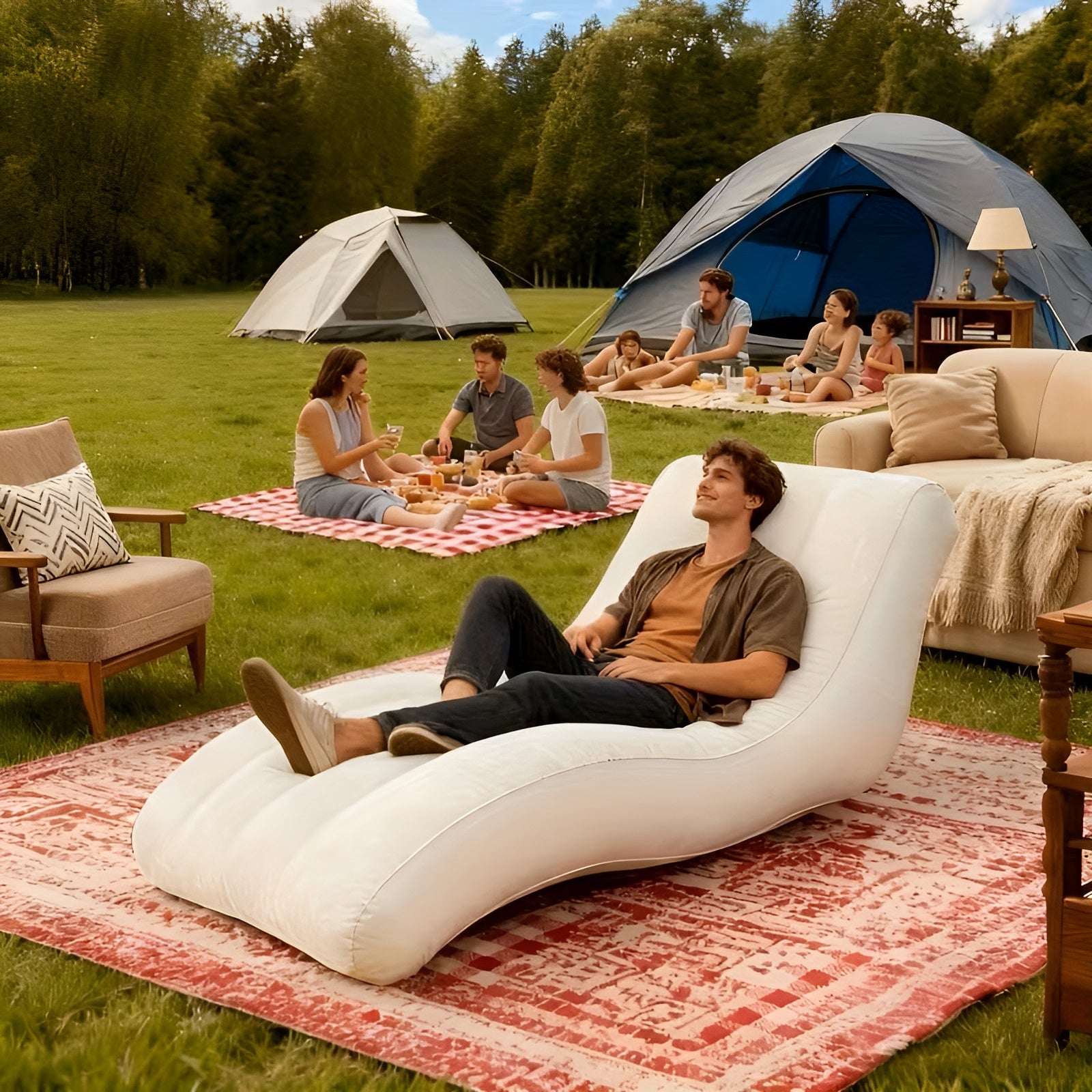 Aufblasbares Luftbett mit integrierter Pumpe – Selbstaufblasende Gästematratze | Bequem für Zuhause Gäste oder Camping