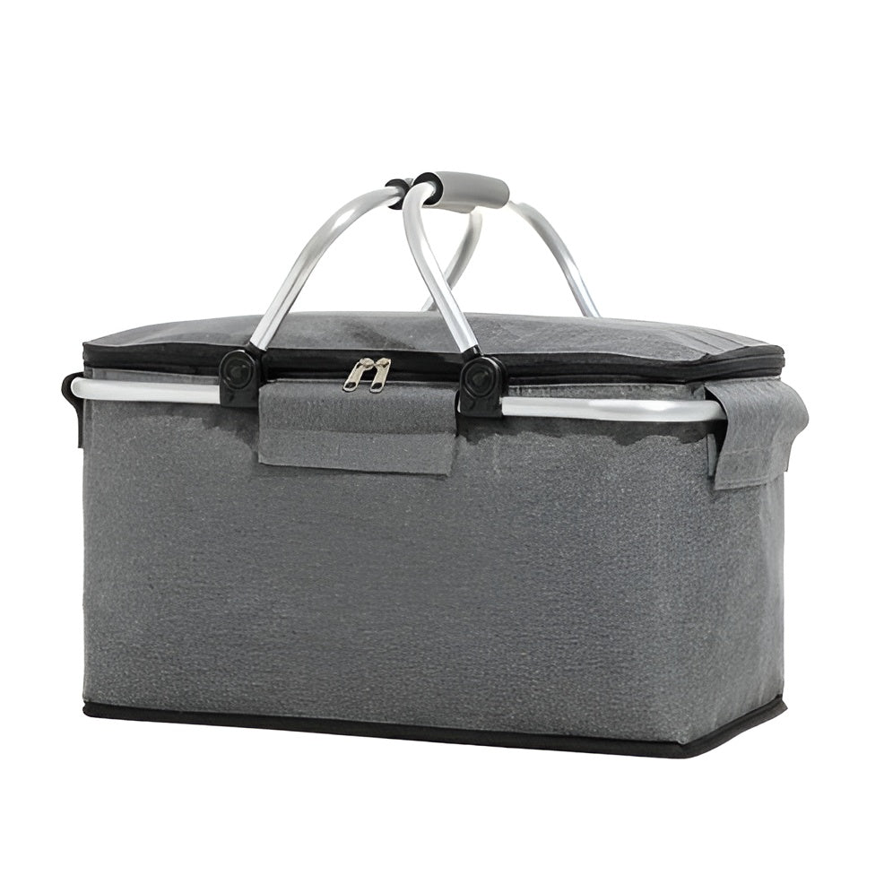 Faltbarer Picknickkorb – Auslaufsicheres Design | Ideal für Outdoor-Abenteuer - Grau - Lebensmittel-