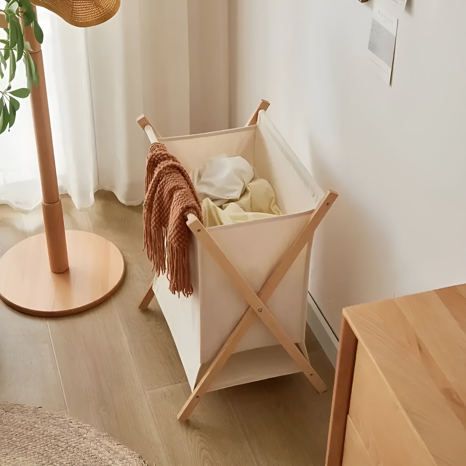Faltbarer Wäschekorb aus Holz –Robustes Design aus Holz | Dekorativ und Funktional - Wäschekorb