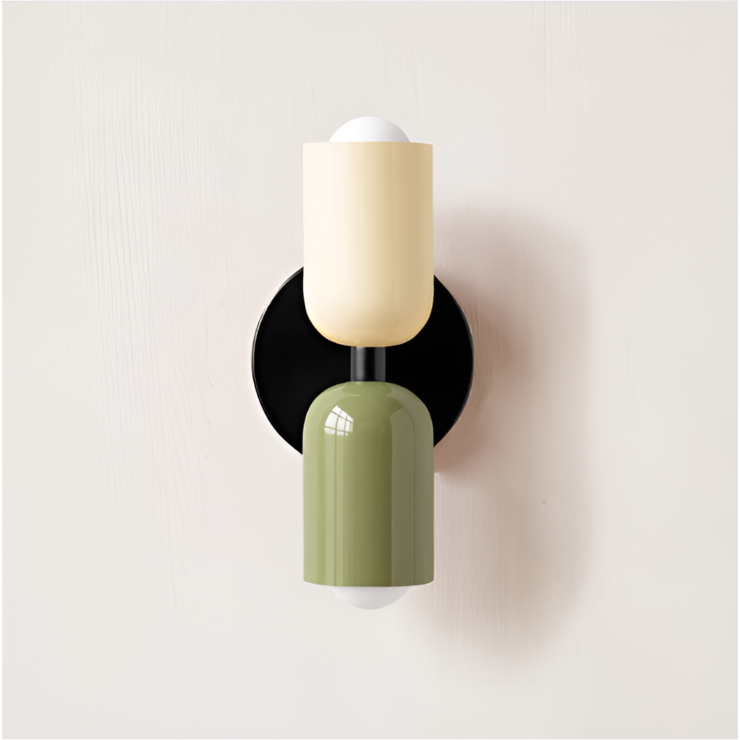 Farbe Wabi Duo- Minimalistisch Moderne LED-Doppelkopf-Leuchten - Beige / Grün & Schwarz - Lampe