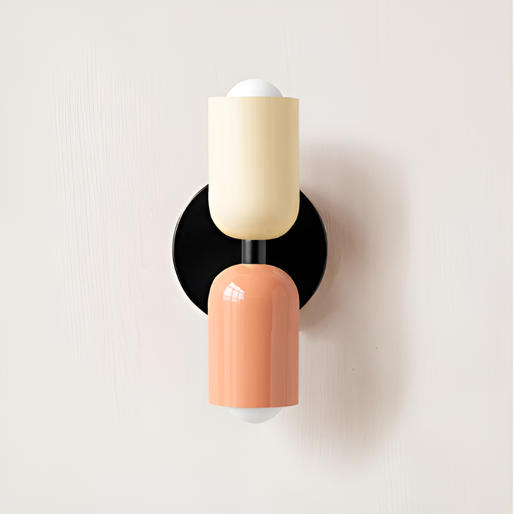 Farbe Wabi Duo- Minimalistisch Moderne LED-Doppelkopf-Leuchten - Beige / Roze & Schwarz - Lampe