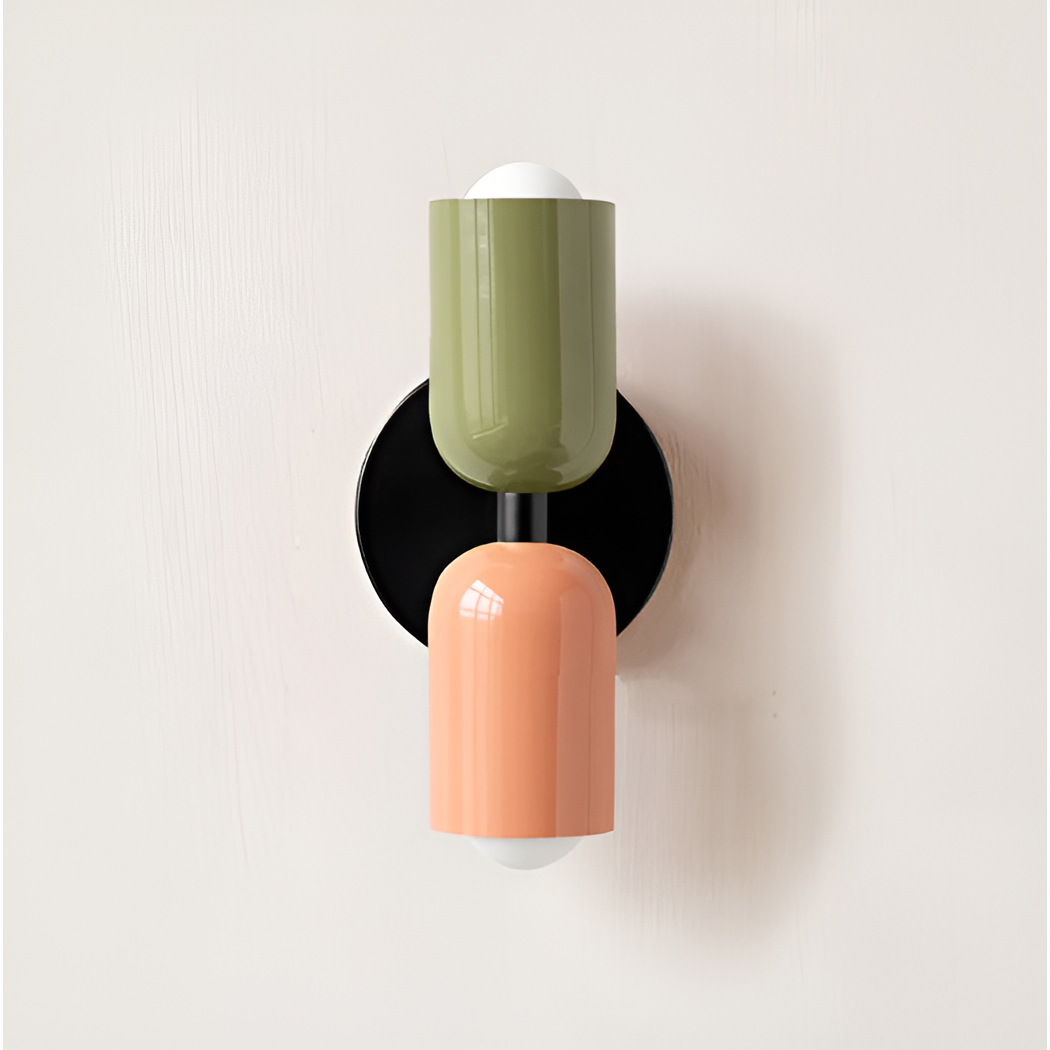 Farbe Wabi Duo- Minimalistisch Moderne LED-Doppelkopf-Leuchten - Grün / Roze & Schwarz - Lampe