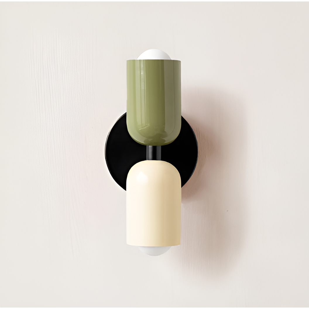 Farbe Wabi Duo- Minimalistisch Moderne LED-Doppelkopf-Leuchten - Grün / Beige & Schwarz - Lampe