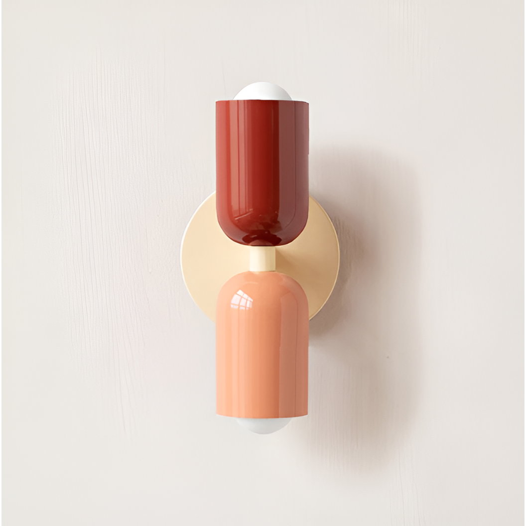 Farbe Wabi Duo- Minimalistisch Moderne LED-Doppelkopf-Leuchten - Rot / Roze & Beige - Lampe