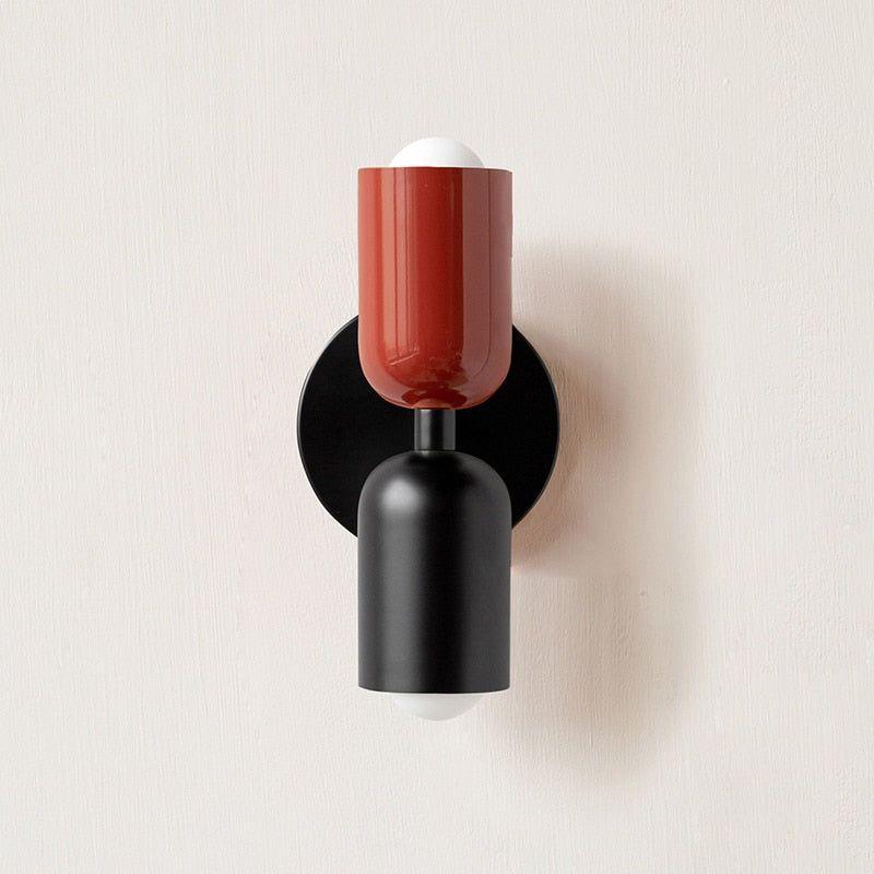 Farbe Wabi Duo- Minimalistisch Moderne LED-Doppelkopf-Leuchten - Rot / Schwarz & Schwarz - Lampe