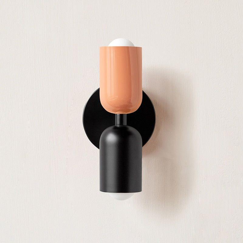 Farbe Wabi Duo- Minimalistisch Moderne LED-Doppelkopf-Leuchten - Roze / Schwarz & Schwarz - Lampe