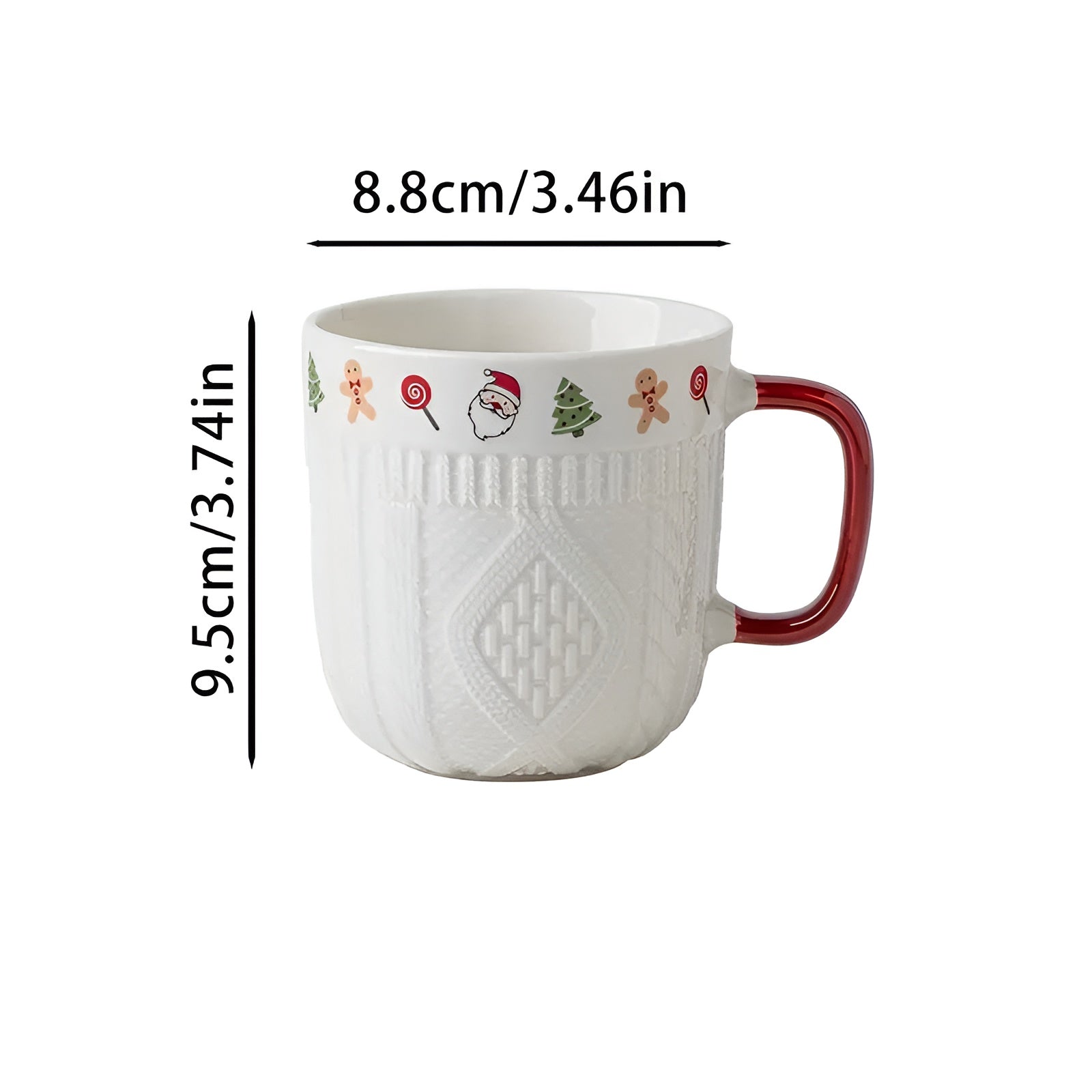 Keramik-Tassen Set (2 Stück) – Süße Weihnachtsmotive mit Reliefdesign | Perfekt für Paare & Heiß- oder Kaltgetränke, Ideales Geschenk zu Weihnachten