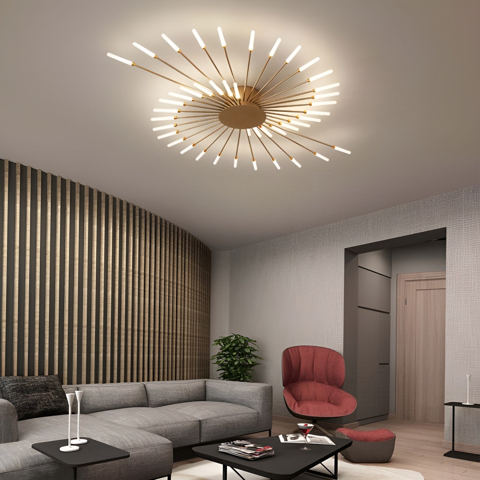 CelestialArc Light - Moderne Feuerwerk LED-Deckenleuchte