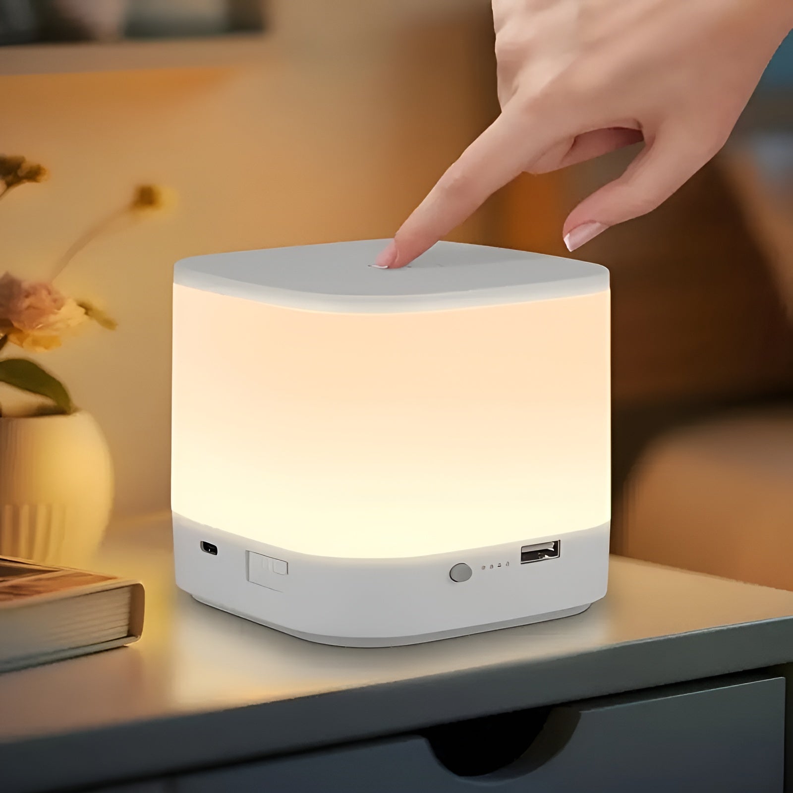 LED-Tischlampe mit Touch-Dimmer – Einstellbare Helligkeit & Farbtemperatur | USB-Aufladung, Timer, Ideal fürs Schlafzimmer