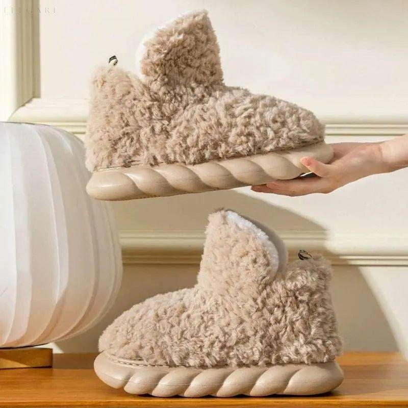 Fleece Booties - Die trendigen flauschigen Plüsch-Winterstiefel 2023 - Beige / 36-37 (22.1-23CM) - Damenschuhe
