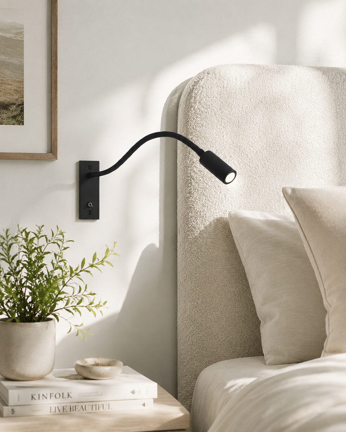 Flexible Wandleuchte mit Schwanenhals – Verstellbar und modern | Perfekt zum Lesen für Betten und Sofas - Wandlampe