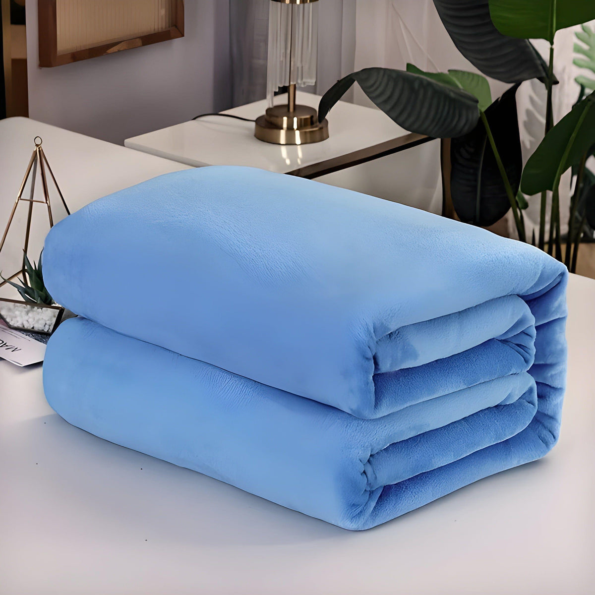 FluffyFleece Blanket - Strapazierfähige Dicke Fleece Winterdecke - Himmelblau / 100*150cm - Decke